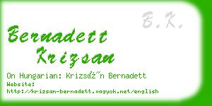 bernadett krizsan business card